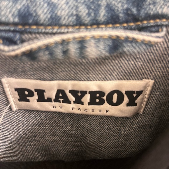 Pre-owned Playboy Bunny Logo Demin Blue Jacket & A XL Rolling Stone T-Shirt - Picture 13 of 16